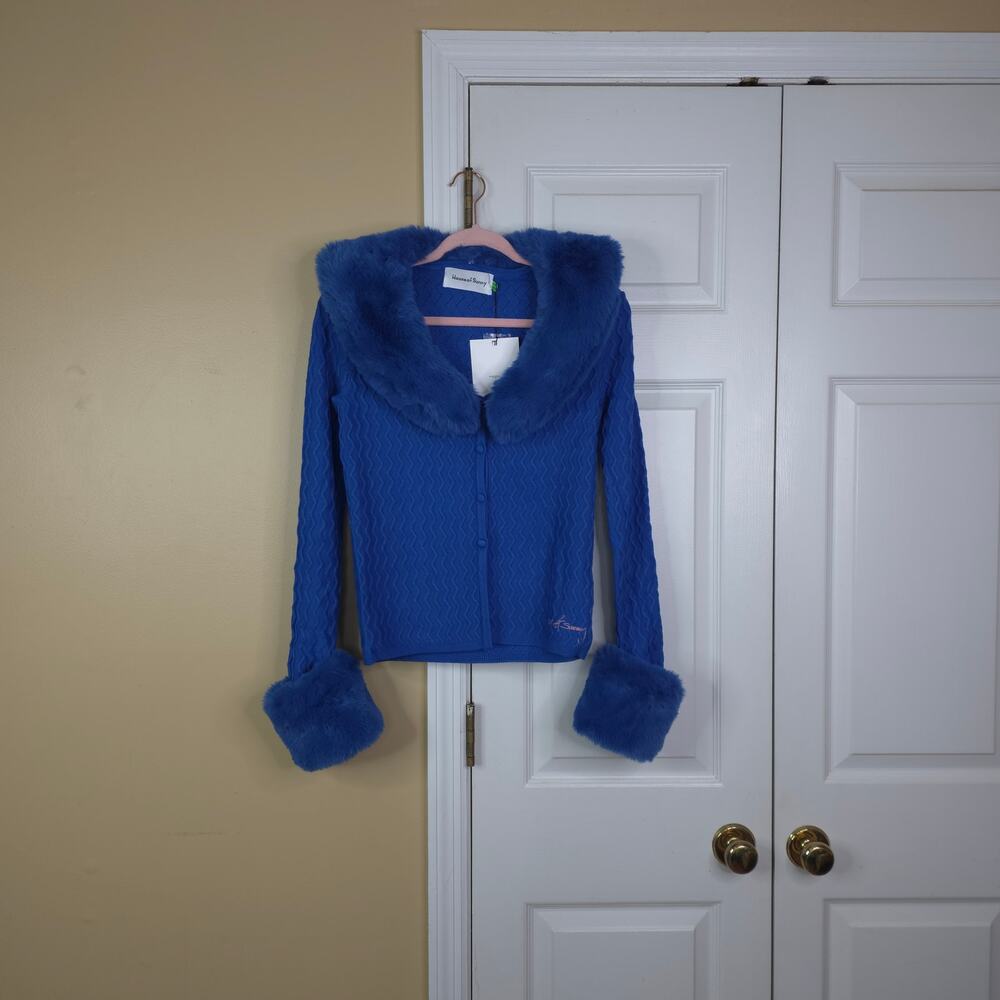 House of Sunny Midnight Swirl Peggy Cardigan in Blue Size 6